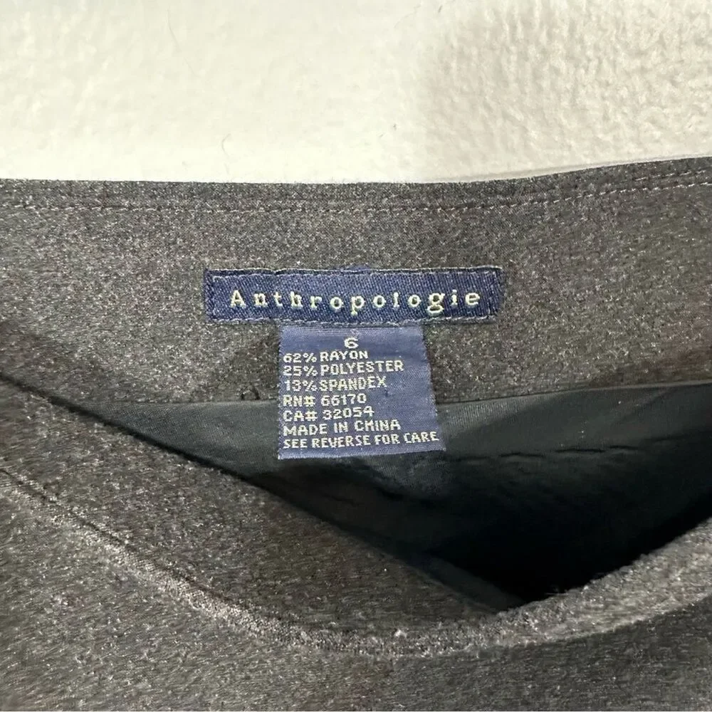 Anthropologie Charcoal Gray Asymmetrical Pleated Midi Skirt Women’s Size 6